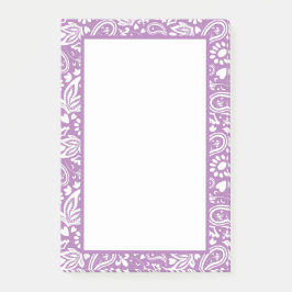 Lavender och White Paisley Patterned Söt Post-it Block