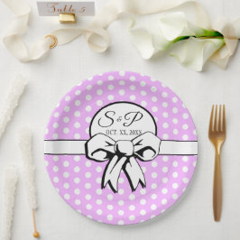 Lavender och White Polka Dot White Bow Personalize
