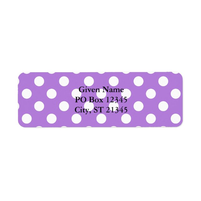 Lavender och White Polka dots Returadress Etikett (Framsidan)