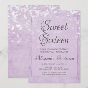 Lavender och White Sweet 16 Födelsedagsfester Inbjudningar