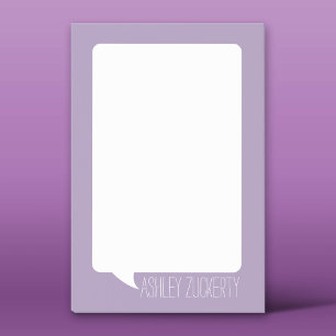 Lavender och White Talk Bubble Personlig Namn Post-it Block