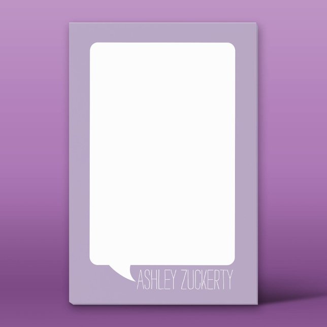 Lavender och White Talk Bubble Personlig Namn Post-it Block (Custom Post-it Notepad)