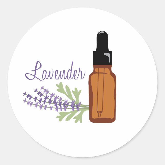 Lavender Oil Runt Klistermärke (Framsida)
