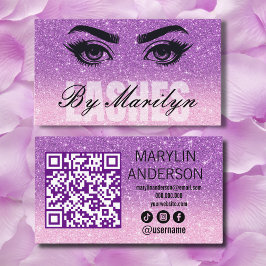 Lavender Ombre Glitter Lash Technician QR Code Visitkort
