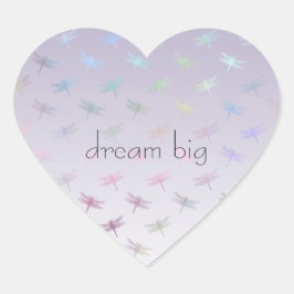 Lavender Ombre Rainbow Dragonflies Hjärtformat Klistermärke