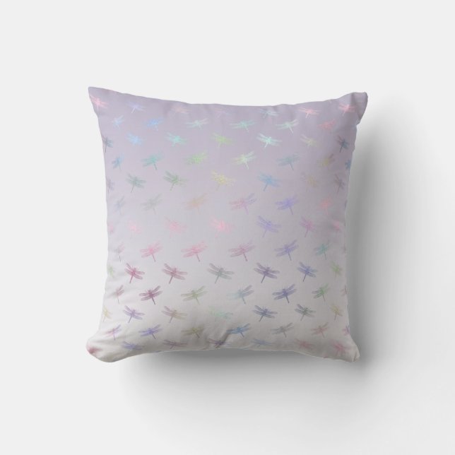 Lavender Ombre Rainbow Dragonflies Kudde (Framsida)