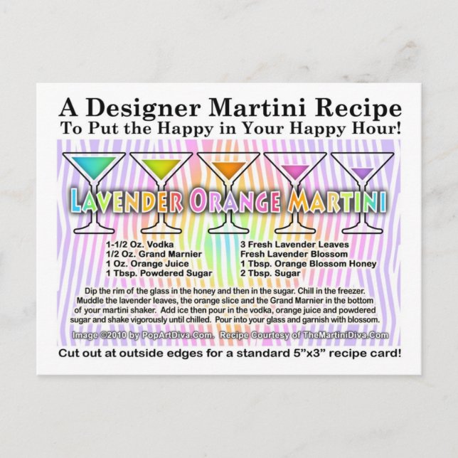 Lavender Orange Martini Recipe-vykort Vykort (Framsida)