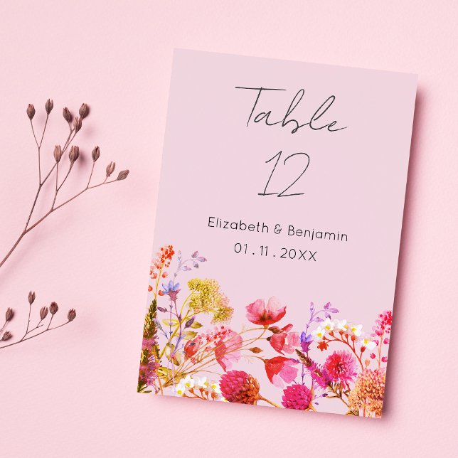 Lavender Orange Pink Yellow Floral Table Numbers Inbjudningar (Lavender Orange Pink Yellow Floral Table Numbers)