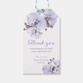 Lavender Orchid Baby Shower Thank You Favor Tags Presentetikett