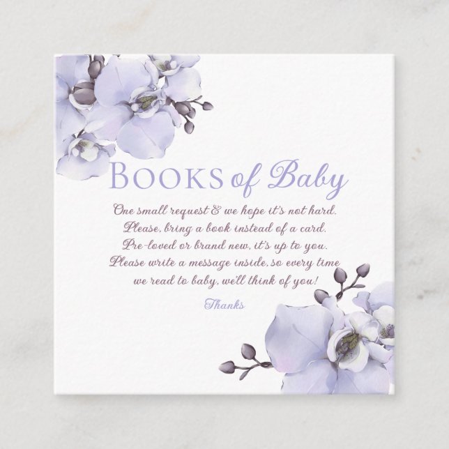 Lavender Orchid Books for Baby Request Card Tilläggskort (Framsida)