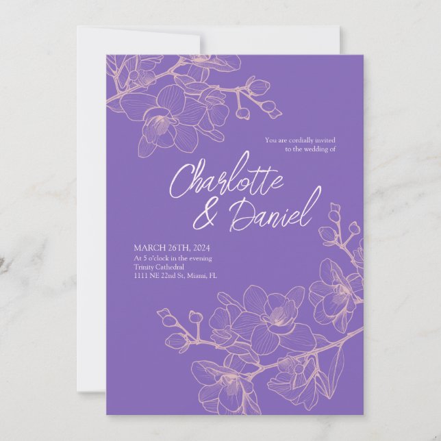 Lavender Orchid Moments | Bröllopsinbjudan Inbjudningar (Framsida)