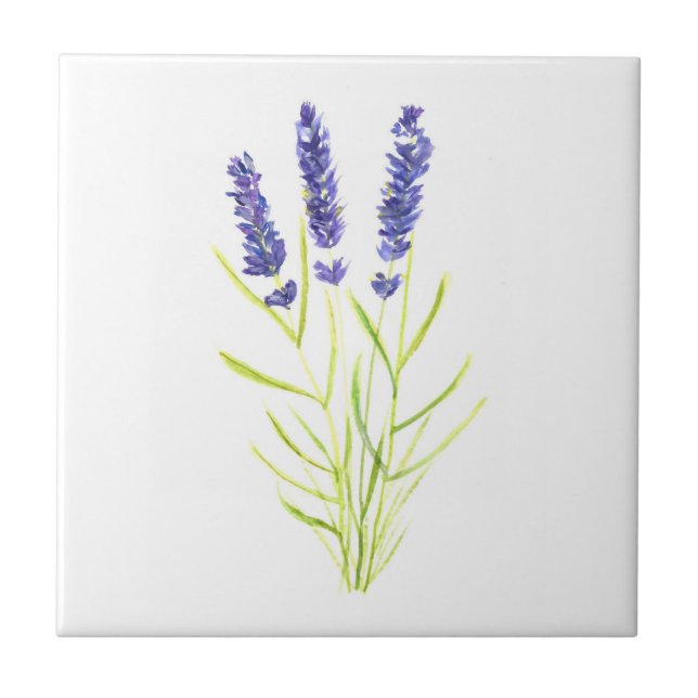 Lavender ört, Lila blommigt Greenery Kakelplatta (Framsidan)