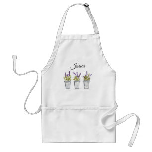 Lavender örters Pots Lila blommor vattenfärg Förkläde