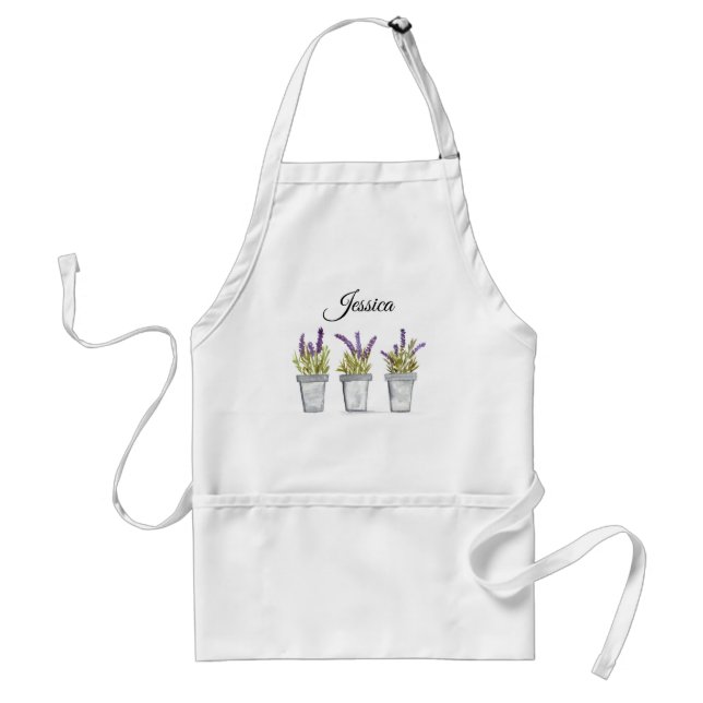 Lavender örters Pots Lila blommor vattenfärg Förkläde (Framsidan)