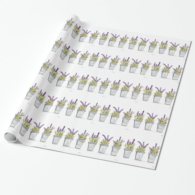 Lavender örters vattenfärgsElegant Lila blommor Presentpapper (Utrullad)