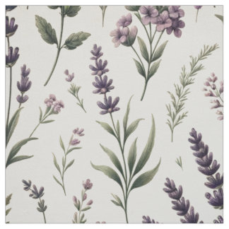Lavender på Cream Vintage Blommigt Fabric Tyg