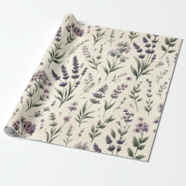 Lavender på Cream Vintage Wrapping Papper Roll Presentpapper