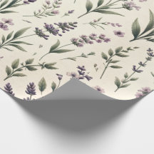 Lavender på Cream Vintage Wrapping Papper Roll