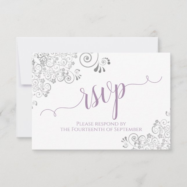 Lavender på White Elegant Calligraphy Bröllop OSA Kort (Framsida)