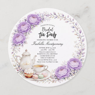 Lavender Palette Tea Party Bridal Shower Inbjudningar