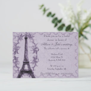 Lavender Paris Grunge Inbjudningskort för möhippan