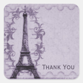 Lavender Paris Grunge Tack Sticker Fyrkantigt Klistermärke