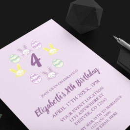 Lavender Påsk 4e födelsedagen Inbjudningar