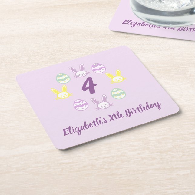 Lavender Påsk 4e födelsedagen Underlägg Papper Kvadrat (Vinklad)