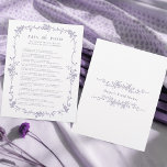 Lavender 'Pass the Poem' Bridal Shower Game<br><div class="desc">Elegant Victorian French lavender floral 'Pass the Poem' bridal shower game with custom text on the back. For more advanced customization of this design,  please click the DESIGN TOOL BUTTON above!</div>