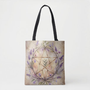Lavender & Pentacle Tote - Witch's Garden Dreams Tygkasse