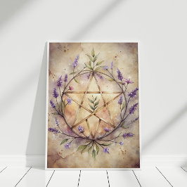 Lavender Pentacle Wall Art - Soft Witch Home Decor Poster