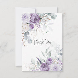 Lavender Peonies and White Roses Wedding Thank You Tack Kort
