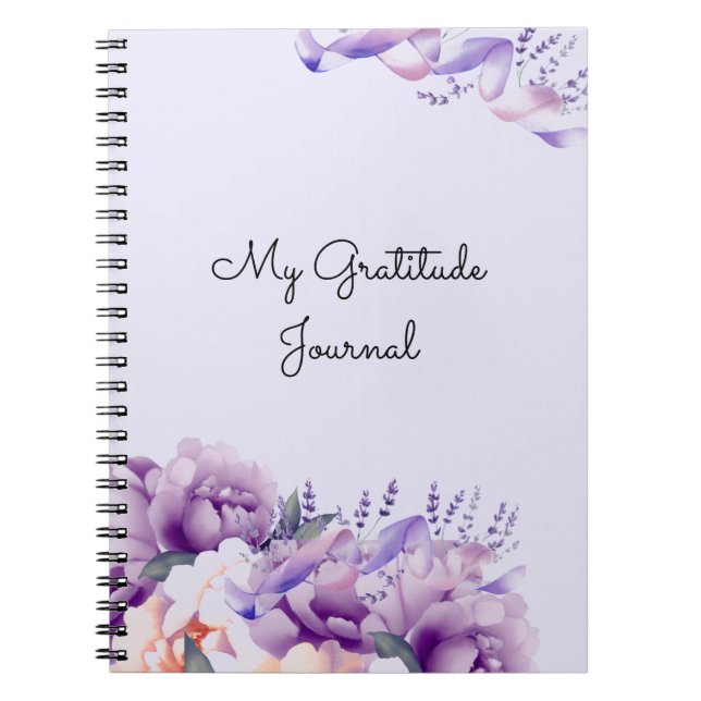Lavender Peonies Gratitude Journal bärbar dator Anteckningsbok (Framsidan)