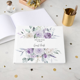 Lavender Peonies och Vit ros Bröllop Gästböcker