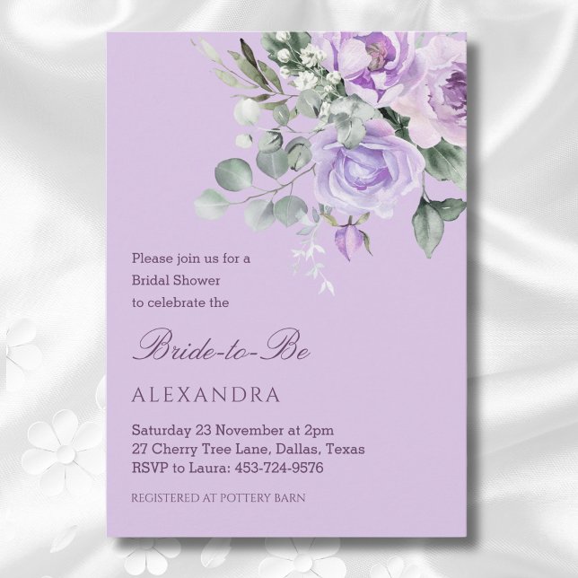 Lavender Peony Watercolor Blommigt Möhippa Inbjudningar (Skapare uppladdad)