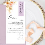 Lavender, Perfekt  Personlig med Guest Namn Meny<br><div class="desc">Varför lägga ut på platskort och menykort när du kan ha en personlig för allt-i-ett-elegantens elegant med varje gäst namn! Contemporary-, enkel- och elegant-design med mycket detaljerad vattenfärgsdetaljrikedom i en vacker blandning av persikor, orange, , dammiga ro, kräm- och champagnenyanser. Modern skrift calligraphy inslag. Rand på översta högernas hörn i...</div>
