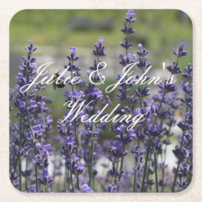 Lavender Personlig Wedding Favor Underlägg Papper Kvadrat (Framsidan)