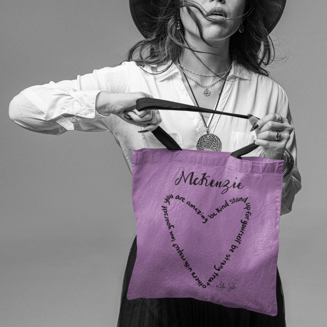 Lavender-Personligen för inspirationshjärtcitat Tygkasse (Skapare uppladdad)