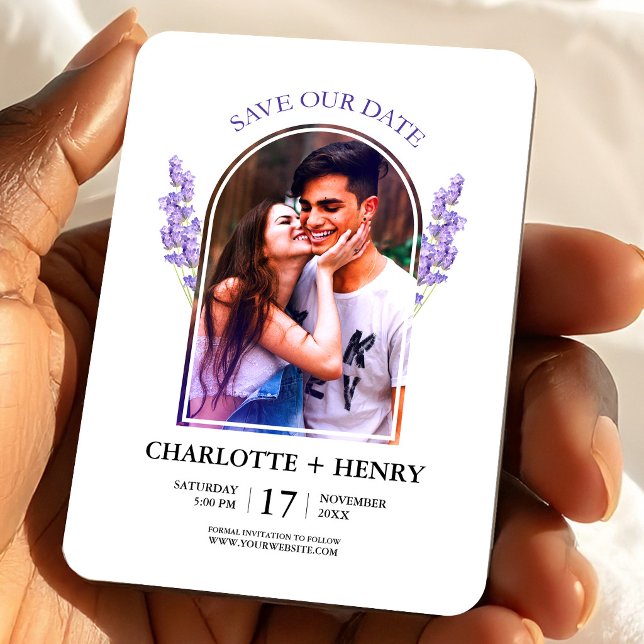 Lavender Photo Save the Date Floral Wedding Magnet (Lavender Photo Save the Date Floral Wedding Magnet, Wedding Favors)