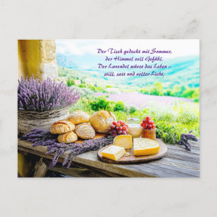 Lavender Picnic med Cheese och Bread Helg Vykort
