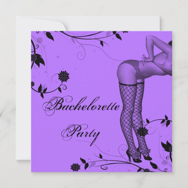 Lavender Pin Up Bachelorette Party Inbjudningar (Framsida)