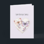 Lavender Pink Floral Heart Butterflies Birthday Kort<br><div class="desc">Girly Lavender Pink Floral Heart Butterflies Birthday</div>