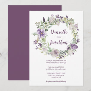 Lavender Plum Lila Cream Blommigt Utandning Bröllo Inbjudningar