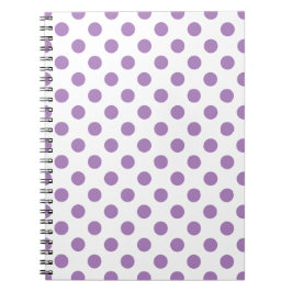 Lavender polka dots på vit anteckningsbok med spiral