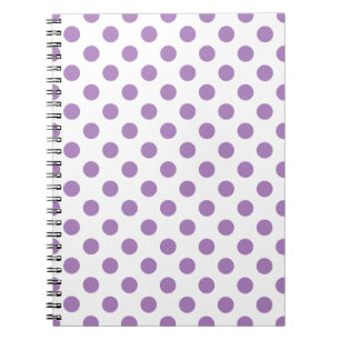 Lavender polka dots på vit anteckningsbok med spiral