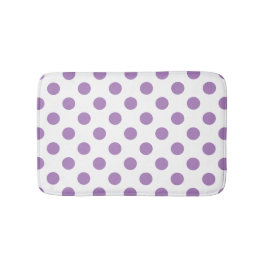Lavender polka dots på vit badrumsmatta