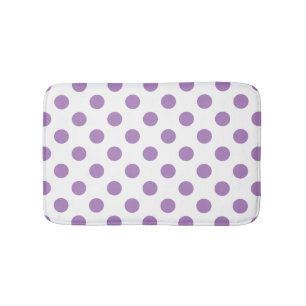 Lavender polka dots på vit badrumsmatta