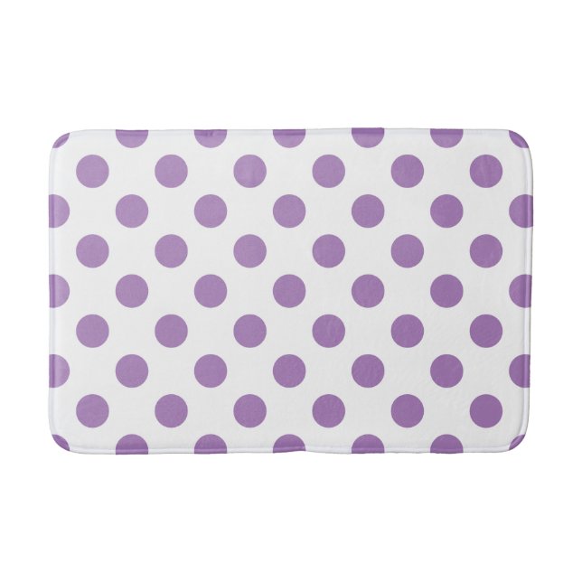 Lavender polka dots på vit badrumsmatta (Framsidan)