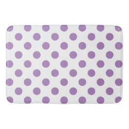 Lavender polka dots på vit badrumsmatta