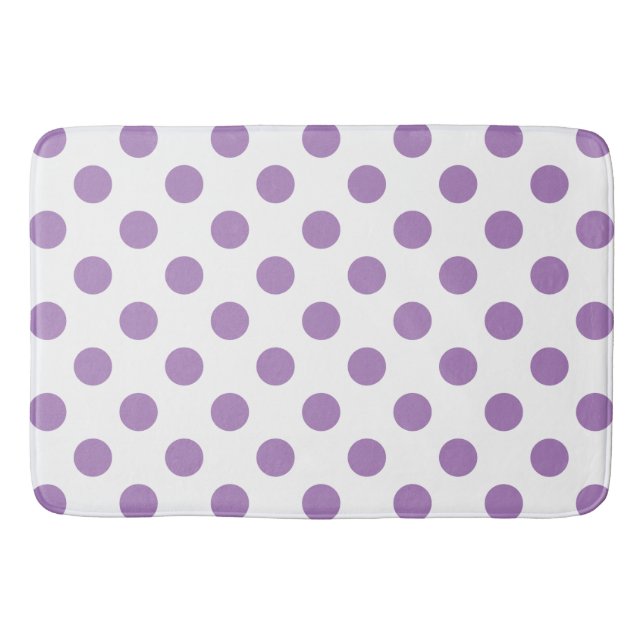 Lavender polka dots på vit badrumsmatta (Framsidan)